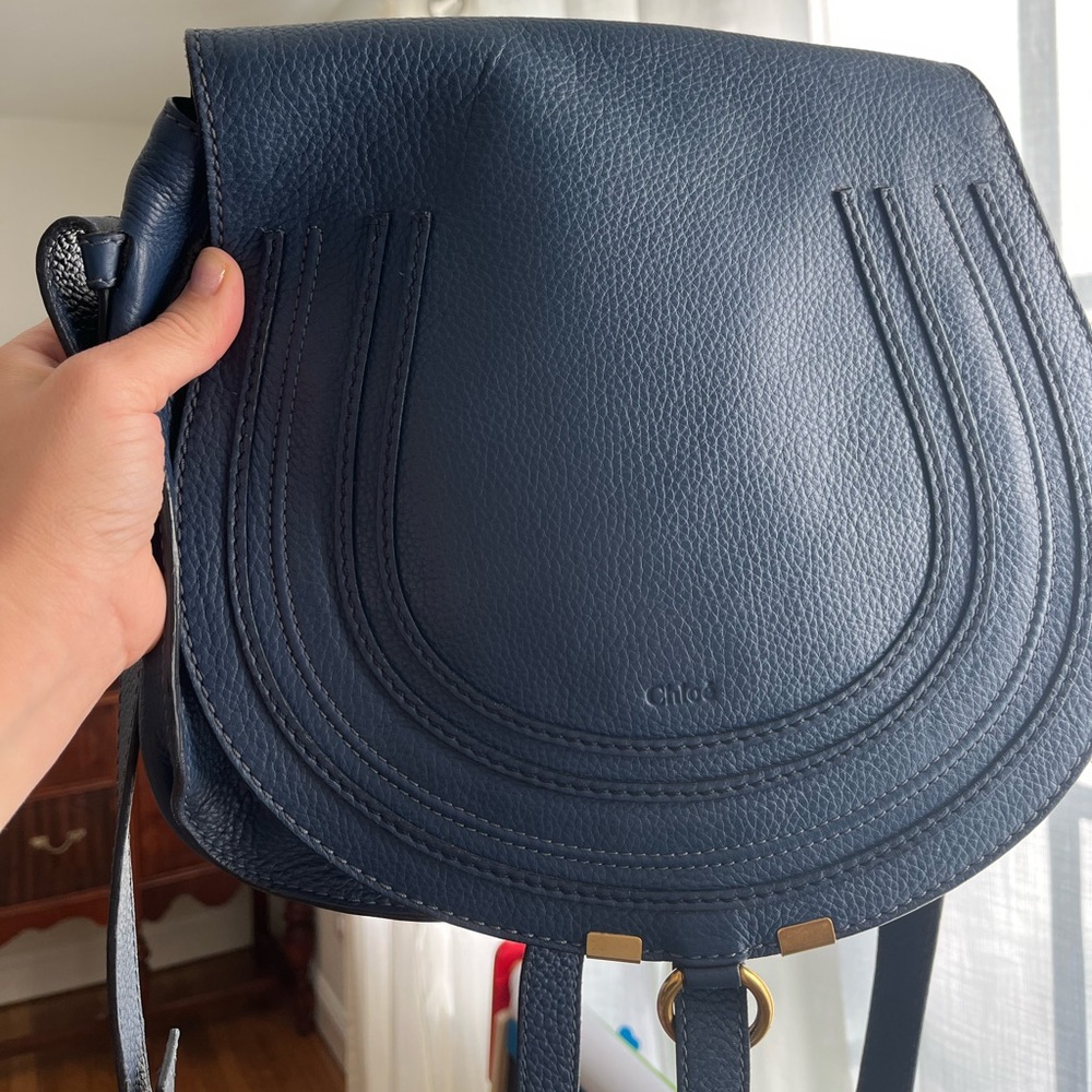Chloe Marcie Medium Bag in Navy
